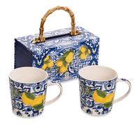 Divina Italian Design Juego de 2 tazas de cerámica, Luxury Blue Mug, 350 ml - SF184