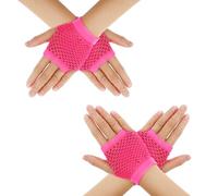 DIVINA VITAE 2 Pares Guantes Malla Guantes Cortos Malla Dedos Color Rosa Guantes Rejilla Diamantes Imitación Guantes Malla Guantes Dedos Rejilla Nailon Mujer Adecuados Fiestas Mujeres Cumpleaños