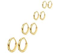 DIVINA VITAE 4 Pares Oro Pendientes Aro Acero Inoxidable Hipoalergénicos (8/10/12/14 Mm)