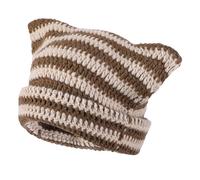 DIVINA VITAE Boina De Invierno Gorro De Ganchillo para Mujer, Y2k Cat Beanie, Gorro Orejas Gato Punto, Ombrero Orejas Gato Invierno Mujeres Niñas Y2k Grunge Accesorios (Café Marrón)