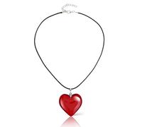 DIVINA VITAE Gargantilla de Corazón Collar con Colgante de Corazón Grande Collar de Amor de Cristal Rojo Ajustable Moda Collar de Corazón para Mujeres Adolescentes y Niñas Joyería
