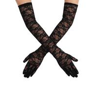 DIVINA VITAE Guantes Largos de Encaje Guantes de Novia Boda Vintage Años 20 Fiesta de té ópera Calentadores de Brazo de Boda Mujeres Niñas Fiesta de Graduación Accesorios de Disfraces (Negro)
