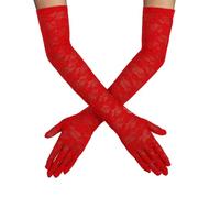 DIVINA VITAE Guantes Largos de Encaje Guantes de Novia Boda Vintage Años 20 Fiesta de té ópera Calentadores de Brazo de Boda Mujeres Niñas Fiesta de Graduación Accesorios de Disfraces (Rojo)
