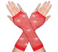DIVINA VITAE Guantes Malla Guantes Malla Largos Rojos Guantes Malla Guantes Malla Rojo salmón Guantes Diamantes Imitación Guantes Malla Guantes Malla Largos Mujer Adecuados Fiesta Cumpleaños Mujer