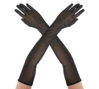 DIVINA VITAE Un par Guantes Largos Transparentes Negros para Mujer Guantes Largos Malla Negra Sexy Guantes Tul Extralargos 21,6 Pulgadas Adecuados para Fiesta ópera Guantes Largos Graduación