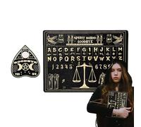 Divination Game Board, Miniature Wooden Spirit Board, 12.99x8.66x0.31 Inches Authentic Dowsing Divination Tools, Metaphysical Home Decoration with Planchette for 2+ Players