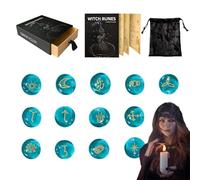 Divination Rune Set, Spiritual Stone Set, Altar Tools, Pagan Stones, Meditation Crystal Kit, Oracle Stone Bag for Women Men Altar Decoration Practice Spiritual Use Kit