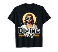 Divine Drip Cool Christian Jesus Meme Retro Estética Camiseta