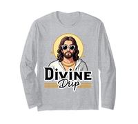 Divine Drip Cool Christian Jesus Meme Retro Estética Manga Larga
