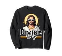 Divine Drip Cool Christian Jesus Meme Retro Estética Sudadera