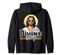 Divine Drip Cool Christian Jesus Meme Retro Estética Sudadera con Capucha