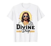 Divine Drip Cool Jesus Meme Retro Estética Camiseta