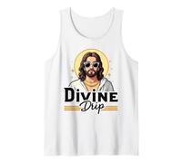 Divine Drip Cool Jesus Meme Retro Estética Camiseta sin Mangas