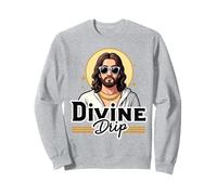 Divine Drip Cool Jesus Meme Retro Estética Sudadera