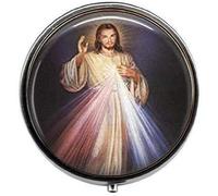 Divine Mercy Catholic Jewelry Jesús Jewelry - Pastillero con foto artística - Pastillero con dije - Caja de cristal para dulces