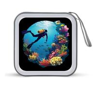 Diving Anlles in The Caribbeans Seaes - Estuche portátil para CD con capacidad para 40 DVD, organizador de almacenamiento para viajes en coche, Estilo:, Talla única