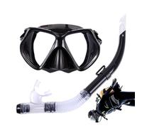 Diving Set - Adult Goggles Glasses Masque, Tempered Glass Lens, Anti-Leak Anti-Fog Panoramic View Gear | Safe Breathing Swim Equipment, Underwater Adventure Practical Sea Sports Apparatus