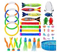 Diving Toys Set with Fun Floating Rings and , 35-Piece Summer Dive Pool Toys, Water Games for Kids, Ideal for Outdoor Travel, Beach, Water Park, Backyard Yard, and Birthday