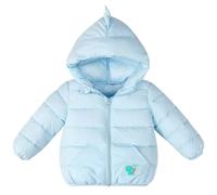 DivingBirds Abrigo de Invierno con Capucha para Niños Pequeños, Chaquetas Acolchadas con Cremallera para Niños y Niñas, Ropa de Abrigo Gruesa de Manga Larga Dinosaurio Azul para 2-3 Años