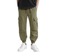 DivingBirds Pantalones cargo para niñas y niños, pantalones cargo con cintura elástica, pantalones de chándal para niños de 7 a 14 años, Verde militar, 9-10 años