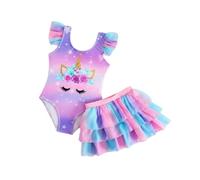 DivingBirds Traje de baño para niñas, traje de baño de dos piezas, color rosa para niños de 4 a 8 años, Morado (, 5-6 años