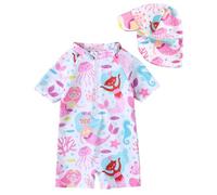 DivingBirds Traje de baño UV para bebé con sombrero, unisex, traje de baño para bebé, niños, 3 meses a 4 años, sirenita, 1-2 años