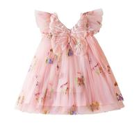 DivingBirds Vestido de niña para bebé, vestido de tul con mariposa, sin mangas, verano, boda, cumpleaños, fiesta festiva, flores, vestidos para niñas de 6 meses a 5 años, Rosa., 2-3 Años