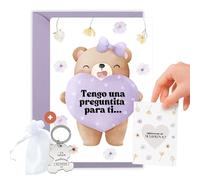 DIVINO REGALO Tarjeta Rasca ¿Quieres Ser Mi Madrina? + Llavero Personalizado | Regalo Original para Madrina | 1 pc + Sobres de Color | Tarjeta Personalizada para Anunciar el Bautizo del Bebé