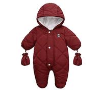Divinus Toddler Infant Baby Girls Boys Zipper Down Jacket Romper with Gloves Winter Snowsuit Coat Jumpsuit Outfits