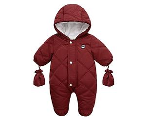 Divinus Toddler Infant Baby Girls Boys Zipper Down Jacket Romper with Gloves Winter Snowsuit Coat Jumpsuit Outfits