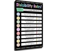 Divisibility Rules Reference Chart Educational Math Poster for Teacher Classroom Wall Art Decor(Unframed,16x24inch(40x60cm))