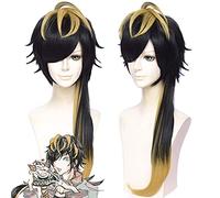 División Rap Battle Aimono Jushi Cosplay Mezcla negra Mezcla de oro Long Synthetic Hair Wig Boy Men Halloween Party Anime Disfraz