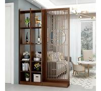 Divisor Abierto de Madera de Estilo Chino, Separador de habitación Independiente con estantes de Almacenamiento, biombo de privacidad con Postes de Madera, fácil de Montar(110cm/43.3in)