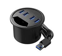 Divisor adaptador de escritorio multiUSB 3.0 negro DESK-4U para PC, tablet, teléfono