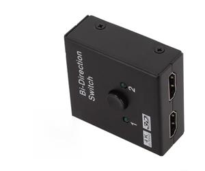 Divisor bidireccional 2.0 compatible con HDMI, convertidor 2 en 1 de salida | Carcasa de plástico, ligera, 5,5 x 5 x 3 cm, acabado negro, resistente al calor, almacenamiento compacto