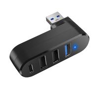Divisor de 4 puertos con 3 puertos USB y 1 alimentación USB-C, extensor giratorio de 90°/180° para laptop, coche, teléfono móvil