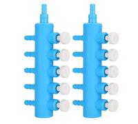 Divisor de Aire para Tanque de Peces, Adaptador de Bomba de Oxígeno de Largo Tiempo de Servicio, Distribuidor de Tubería de Aire de Acuario de 6 Vías, Color Azul y Blanco, 2 uds. (Un Punto y