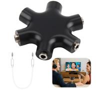 Divisor de audio 5-Jack para auriculares, divisor de audio con toma de 3,5 mm, conecta hasta 5 dispositivos simultáneamente, ideal para escuela, mezcla de audio, compatible con smartphones, tabletas