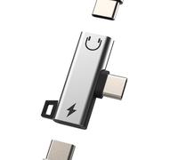 Divisor de audio dual USB C para auriculares (2 en 1) tipo C, adaptador de puerto de cable de carga para Apple iPhone 16 15 Pro Max, conector DAC, conector auxiliar, adaptador de cargador rápido