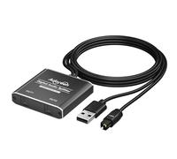 Divisor de audio óptico digital de 2 vías, 1 entrada y 2 salidas, fibra óptica Toslink SPDIF activa con alimentación USB, LPCM 2.0, PCM, Dolby, DTS 5.1 para HDTV, cine en casa, barra de sonido
