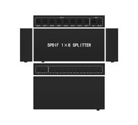Divisor de Audio Óptico, Divisor Digital Toslink S/PDIF de Fibra Óptica de 1 Entrada y 8 Salidas para Cine en Casa, Altavoces, Enchufe Europeo.