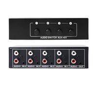 Divisor de audio y vídeo 4 en 1 salida, interruptor de audio, caja de selección de audio, conmutador de audio bidireccional 3,5 mm Aux + RCA L/R, interruptor de audio pasivo para auriculares, sistema