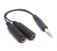 Divisor de auriculares de 1/4 pulgadas, conector estéreo TRS mono macho a doble TRS hembra de 6,35 mm, cable TRS hembra de 20 cm