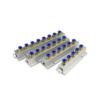 Divisor de bloque de colector de aire en forma de T de aluminio sólido, tipo compacto, 2, 3, 4, 5, 6, 7, 8, 10, 12 vías, G1/4 ", con acoplador de 8mm, 1 Uds.(7 Way 9 Port-8mm)