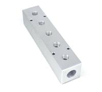 Divisor de bloque de colector de aluminio sólido neumático de 5 vías G1/2 pulgadas G1/4 pulgadas hacia fuera de 40 x 40 mm