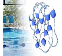 Divisor de carril de piscina azul y blanco, cuerda segura de 56 m para piscinas, estanques temporales y par de agua, línea flotante para eventos y ayudas seguras para clubes