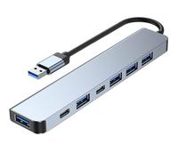 Divisor de concentrador USB 3.0, adaptador USB tipo C 7 en 1 a extensor USB