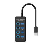 Divisor de concentrador USB 3.0 con interruptores individuales e indicadores LED, concentrador USB alimentado de 4 puertos para transfe