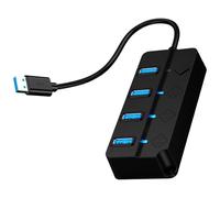 Divisor de concentradores de datos USB de 4 puertos/7 puertos con interruptores individuales LED de 5 Gbps, concentradores USB 3.0, expansor múltiple para computadora y PC