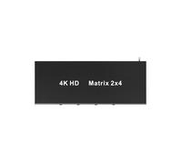 Divisor de Conmutador de Matriz 2X4 Compatible con 4K 30 Hz con Soporte de Salida de Audio 3D para DVD HDTV TV Box Enchufe de la UE